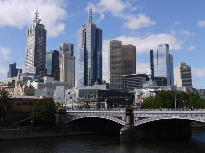 Melbourne skyline behind Federation Square