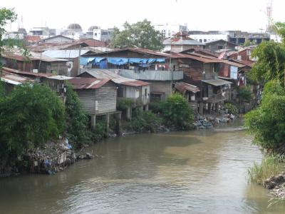 Slum on the river in Medan