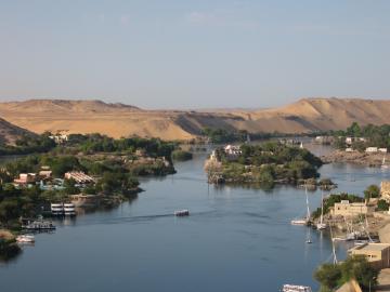 View of Elephantine Island and Aswan from the Nubian
	 restaurant