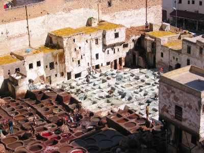 Leather tanning vats in Fès