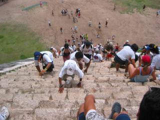 Steep stairs of the main pyramid at Chichen
	Itza, Mexico