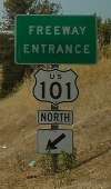 freeway entrance sign for highway 101
