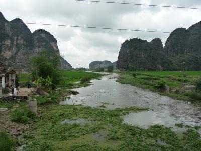 Mountains surrounded by rice paddies in Ninh Binh